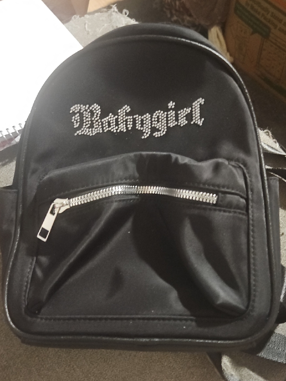 New Black Rhinestone Accent Mini Backpack - Unknown Brand